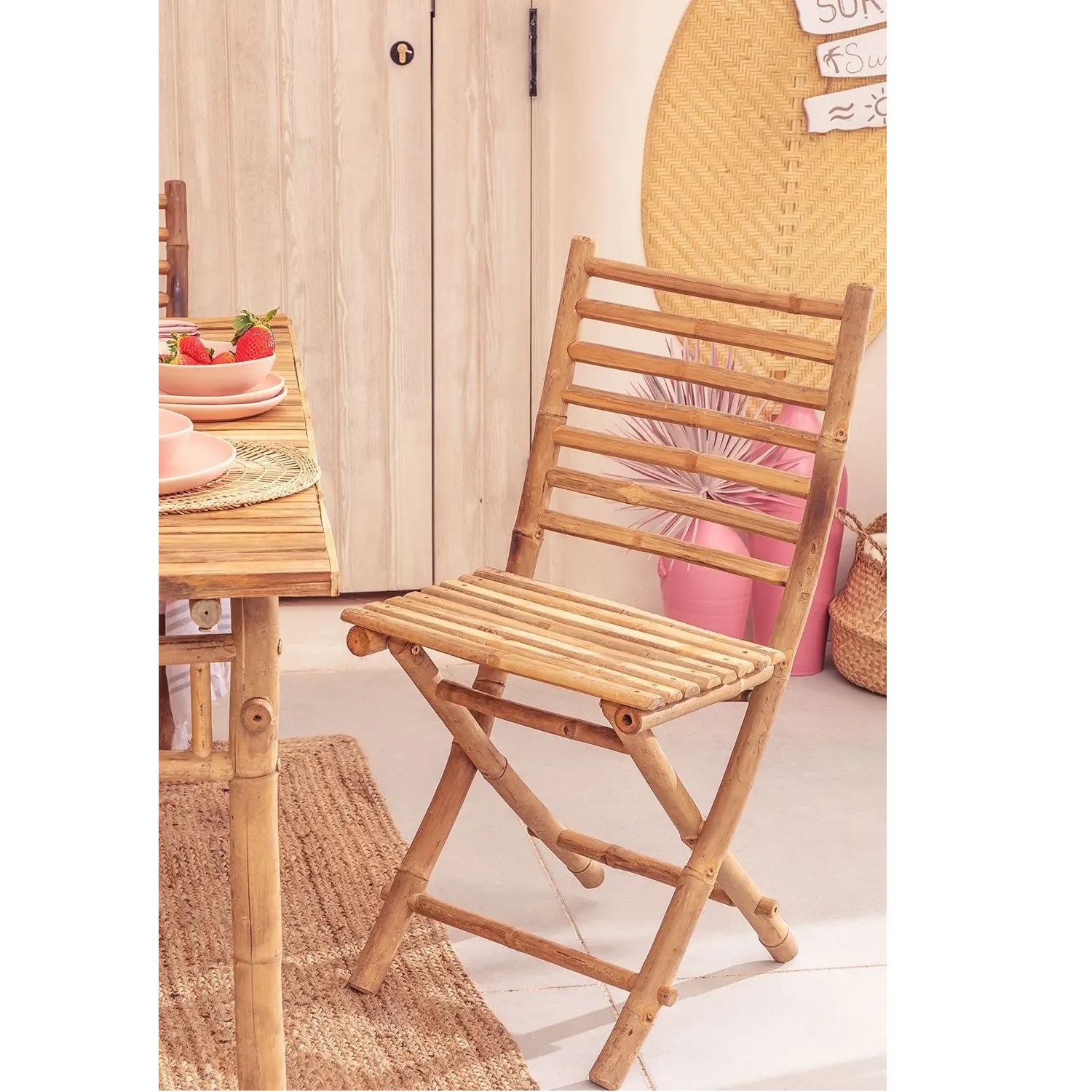 Eco-Friendly Modern Bamboo Dining Table Chair Set Customizable Minimalist Foldable Design Competitive Price for Home Furniture
