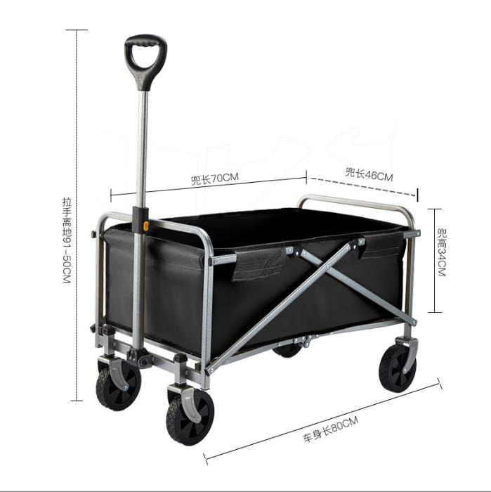 Integrated Outdoor Folding Small Carts Picnic Trailers Rear Door Open Camping Cart Lightness