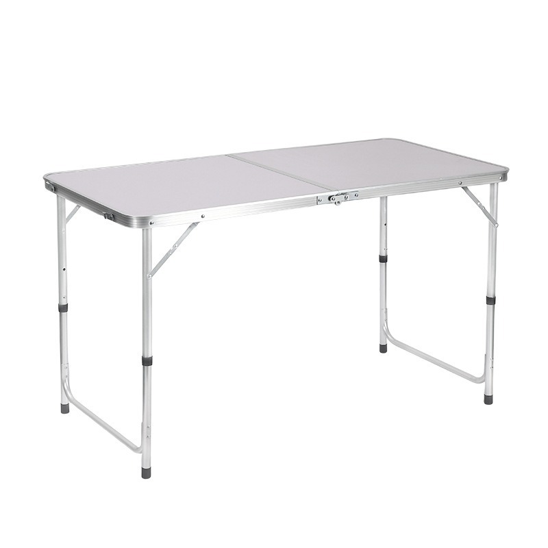 Portable 120x60cm Height Adjustable Folding Camping Table MDF Aluminum Suitcase Style Dining Table for Outdoor Picnic BBQ