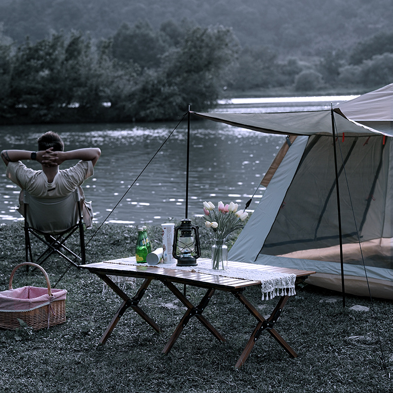 Portable Folding Egg Roll Table Outdoor Aluminum Camping Table for Picnic and BBQ Party