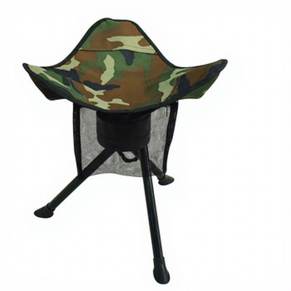 Aluminium Outdoor Camouflage Oxford Cloth Thickened Swivel Folding Chair-Portable Rotating Three-legged Camping Fishing Outdoor