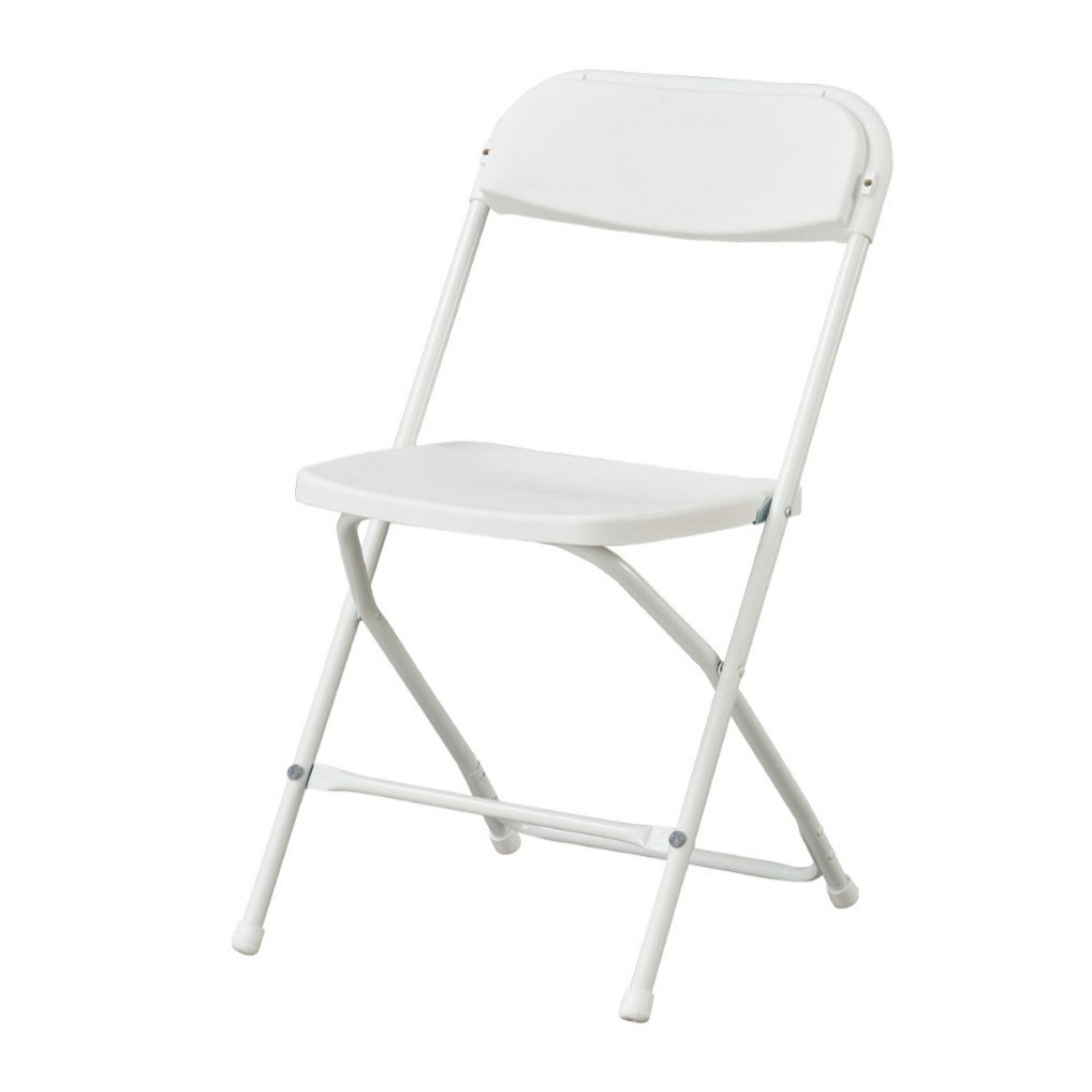300lb Capacity Portable Commercial Steel Frame Home Office Wedding Party Indoor Outdoor Plastic Rein Folding Chair White
