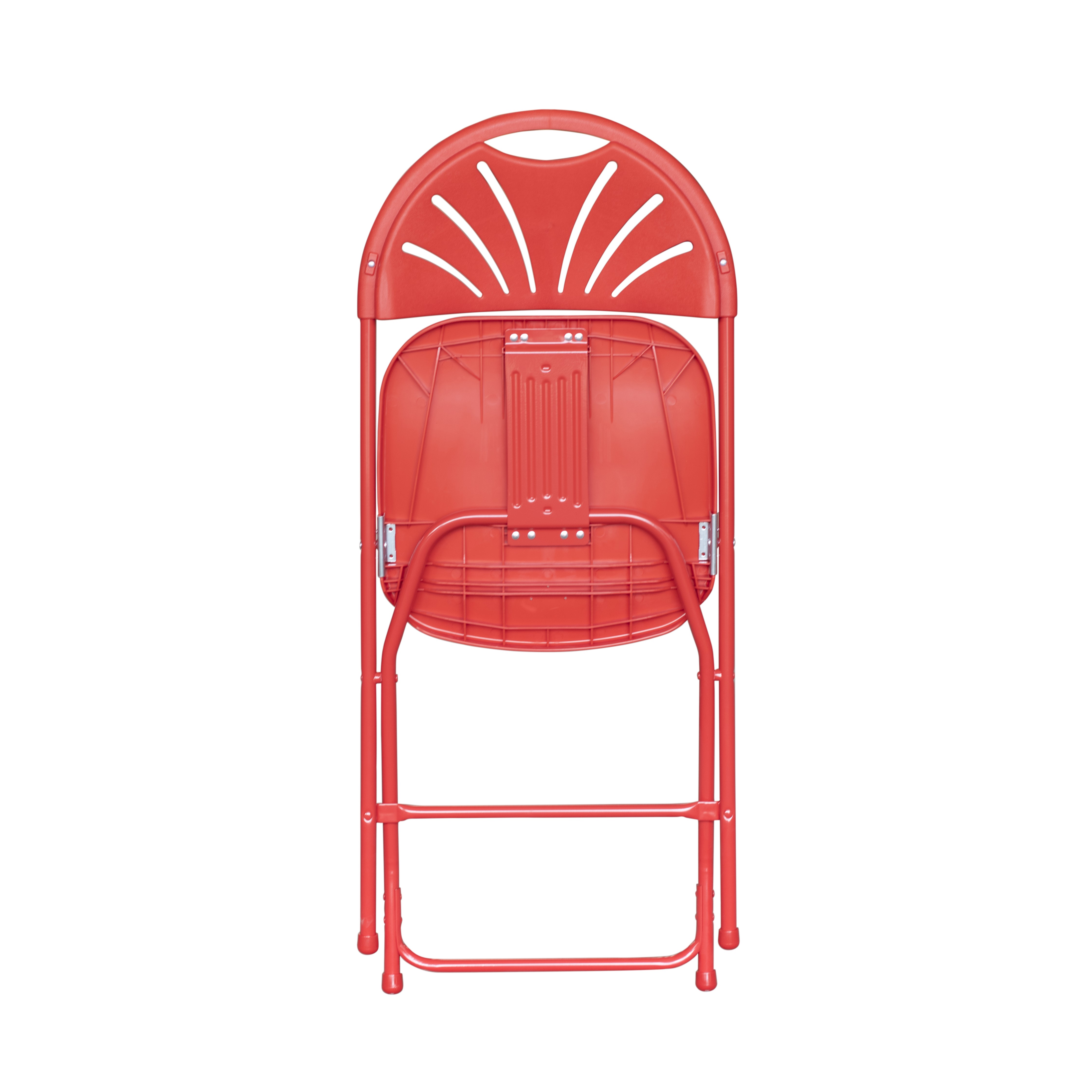 Extra Strong Powder Coated Fan Back Steel Plastic Folding Chairs White Max Load 550lbs KY CF02 Outdoor Dining &amp; Courtyard Events