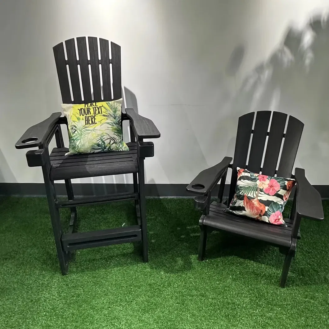 UV-Resistant Heavy-Duty HDPE Plastic Adirondack Chair with Integrated Cup Holder for Garden Comfort
