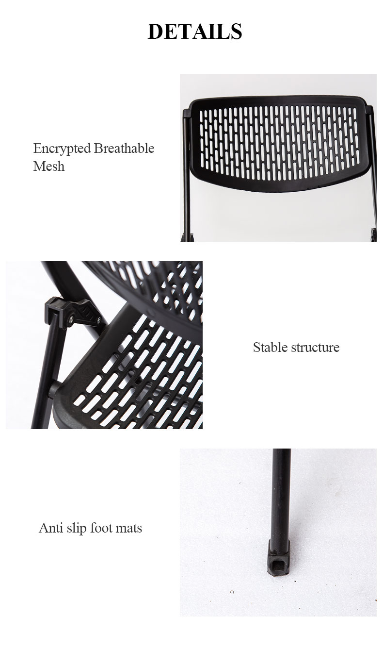 Modern Portable Mesh Back Foldable Office Chair Plastic Design Adjustable Height for Home Business Meetings Training