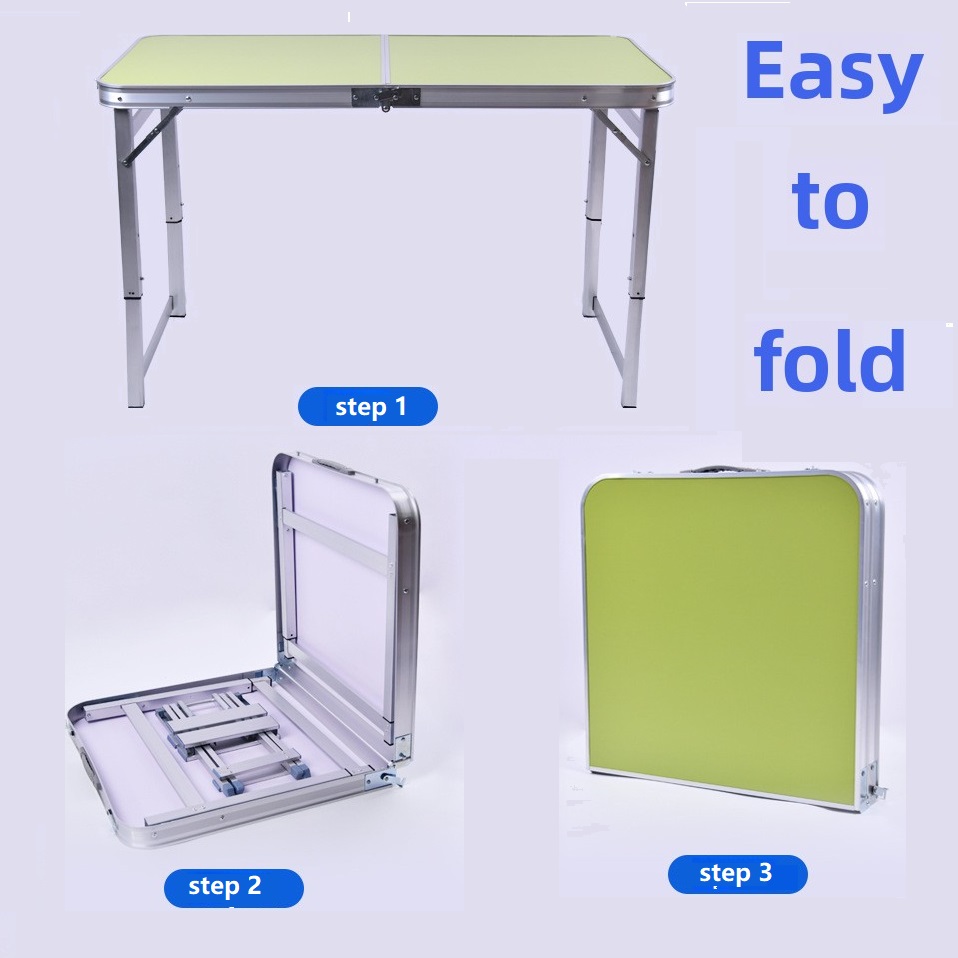 60cm 100cm 120cm Folding Table Portable Adjustable Height Camping Desk Suitcase Style Outdoor Picnic Table for BBQ Party Garden