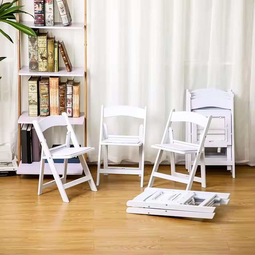 White Resin Folding Chair Portable Outdoor Garden Wedding Foldable for School Park Party Event Kitchen Villa