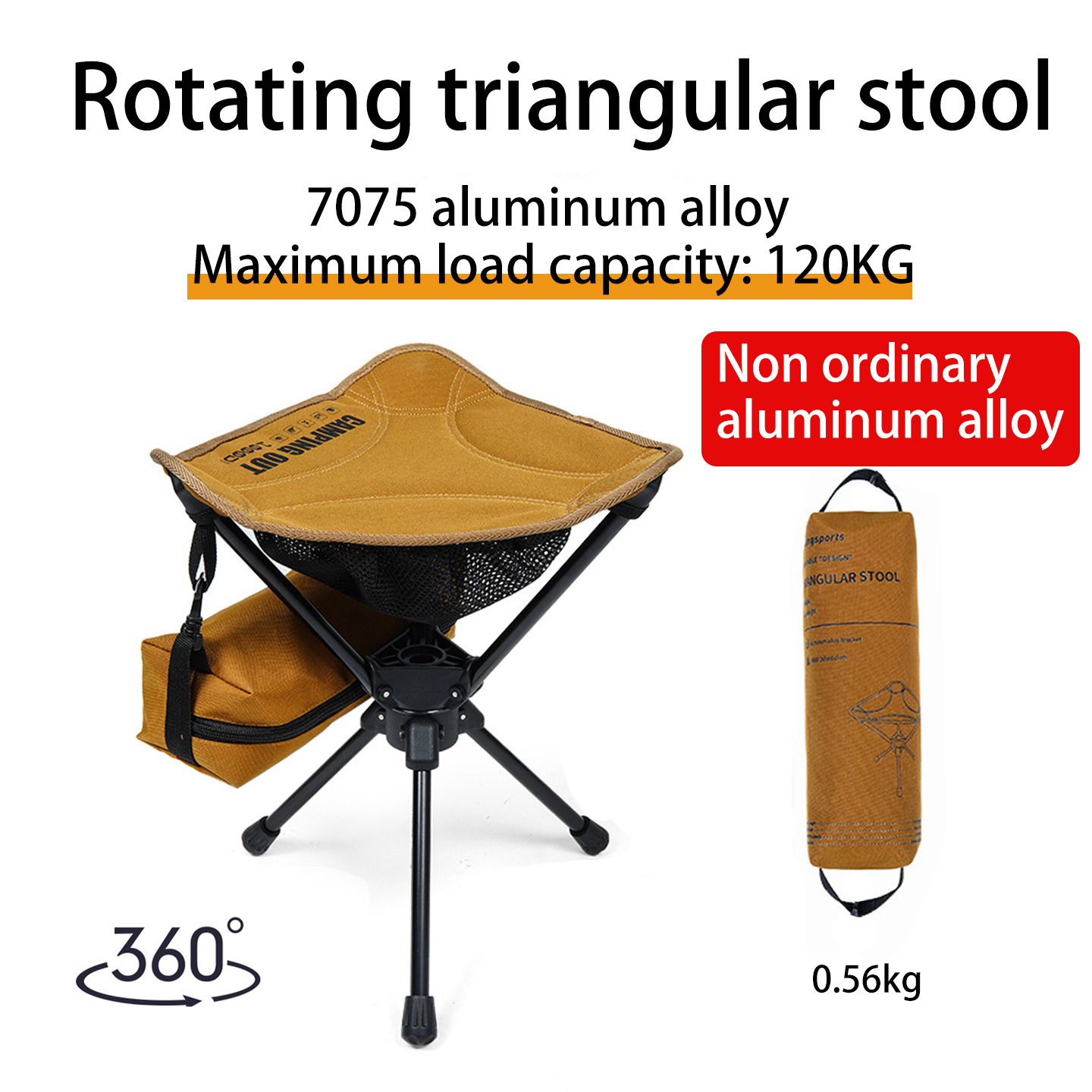Cross-border Glamping Style 7075 Aluminum Alloy Outdoor Furniture Folding Chair Portable Fishing Stool Camping Triangular Swivel