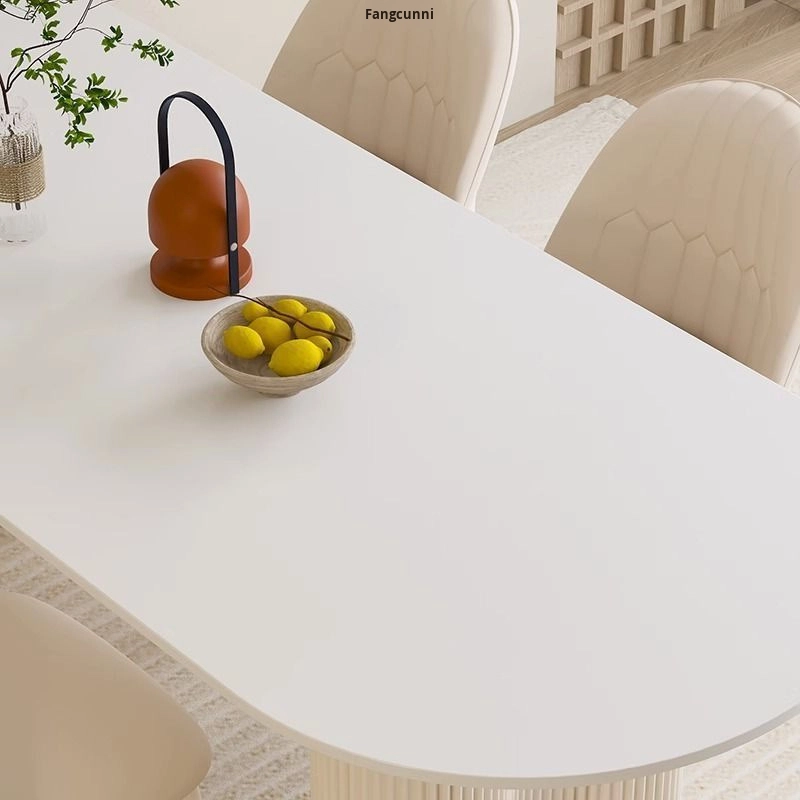Modern Minimalist Cream-Style Small Apartment Dining Table Chair Set French-Style Light Luxury Island Foldable 4-Seater Bamboo