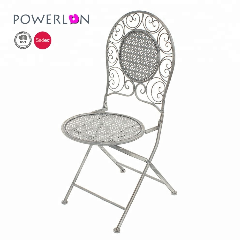French Elegant Garden Home Patio Chair Wedding Party Wrought Iron Folding Chair furniture