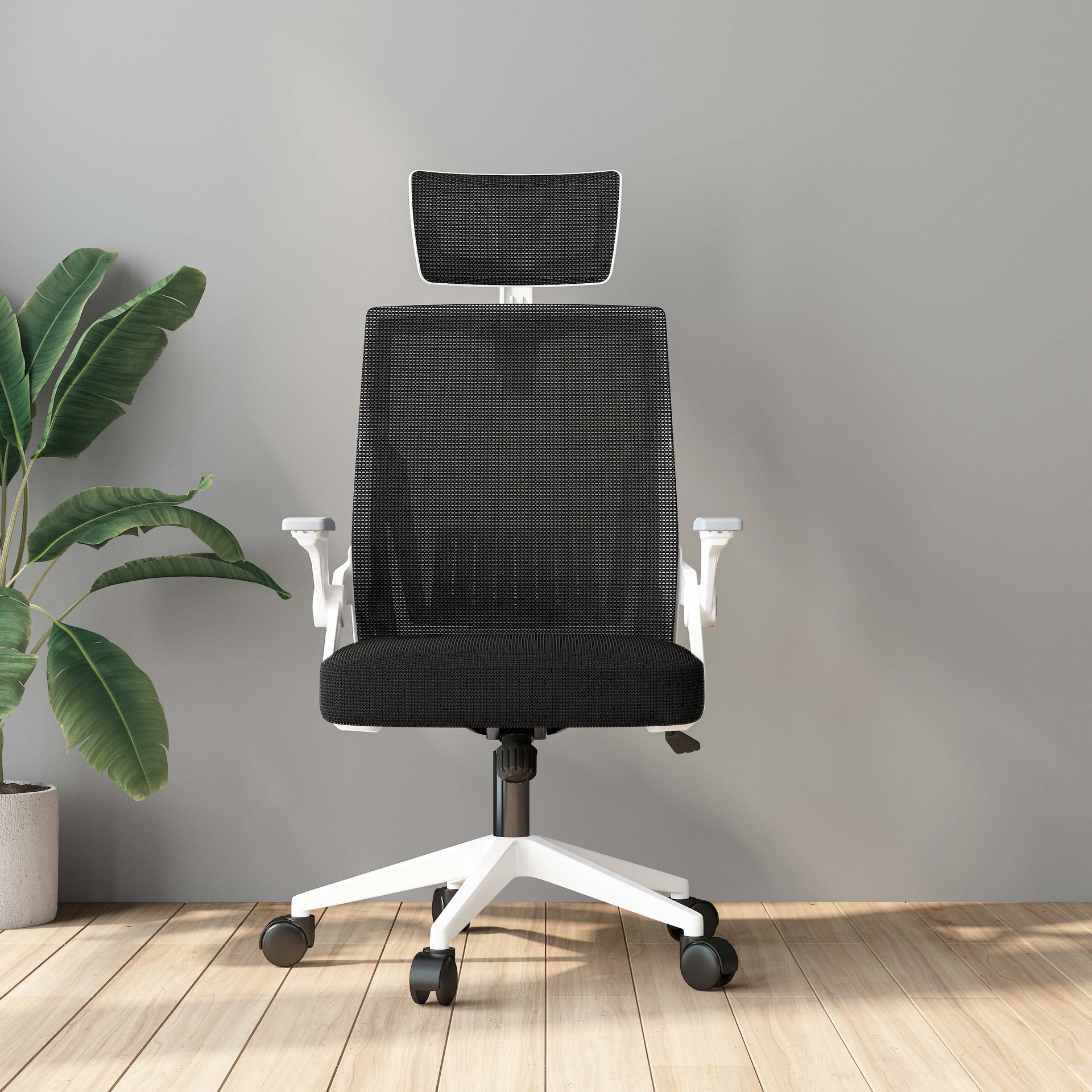 Flip-up Foldable Armrest Ergonomic Back Design Rolling Home Office Swivel High Back Mesh Chair for Office