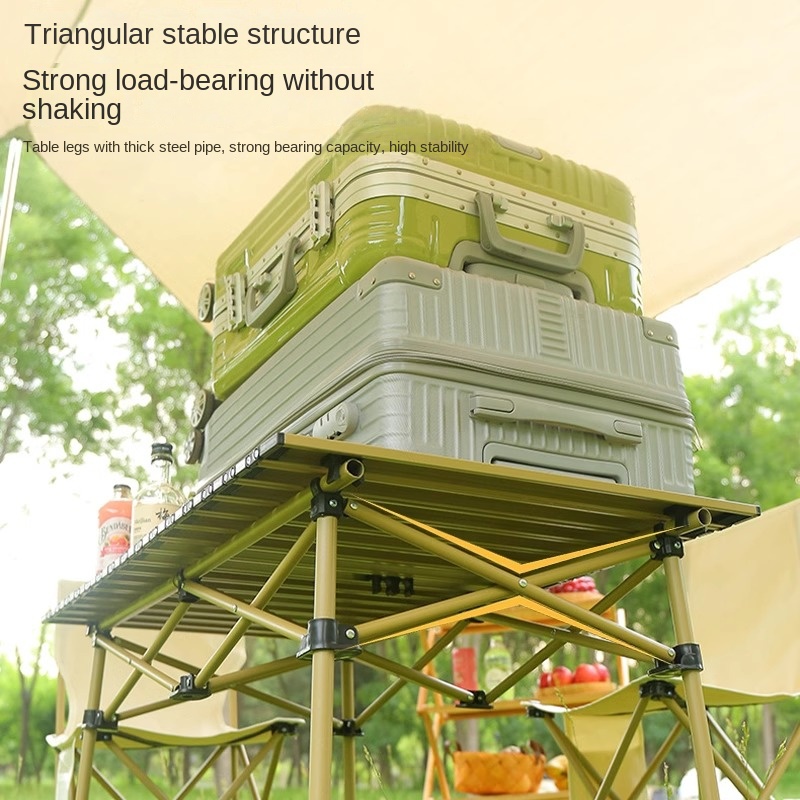 Portable Folding Picnic Table and Chair Set for Camping Outdoor Use Stacked Design Egg Roll Table Equipment