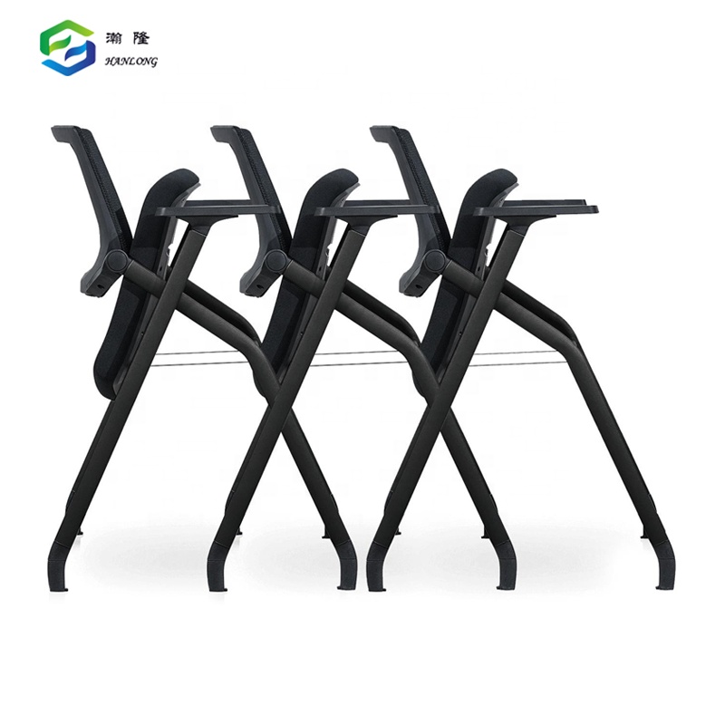 Wholesale School Training Chair Black Mesh Folding Office Chair with Wheels