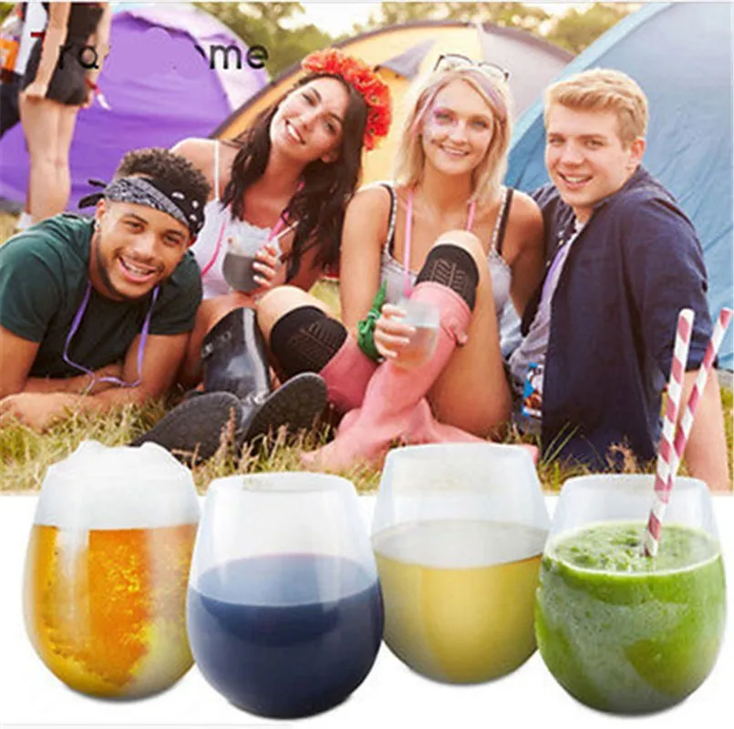 Silicone Red Wine Portable Red Wine Cup Eco-Friendly Anti-Fall Anti-Skid Water Cup Folding Colorful Beer Container