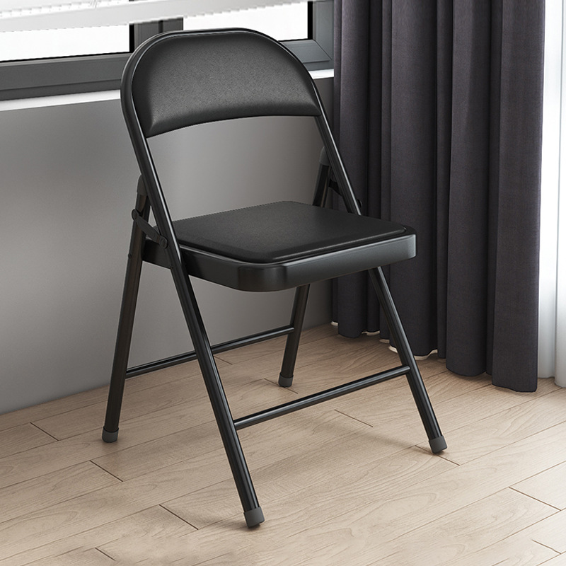 Modern Wrought Iron Outdoor Black Folding Chair-Portable Stackable Waterproof for Hotel &amp; Home Use