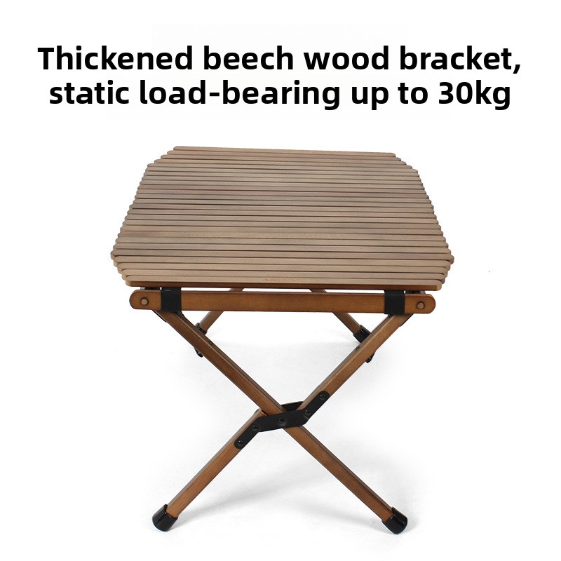 Beech Wood Foldable Egg Roll Camping Table for Outdoor Use in Courtyard Balcony Home-150