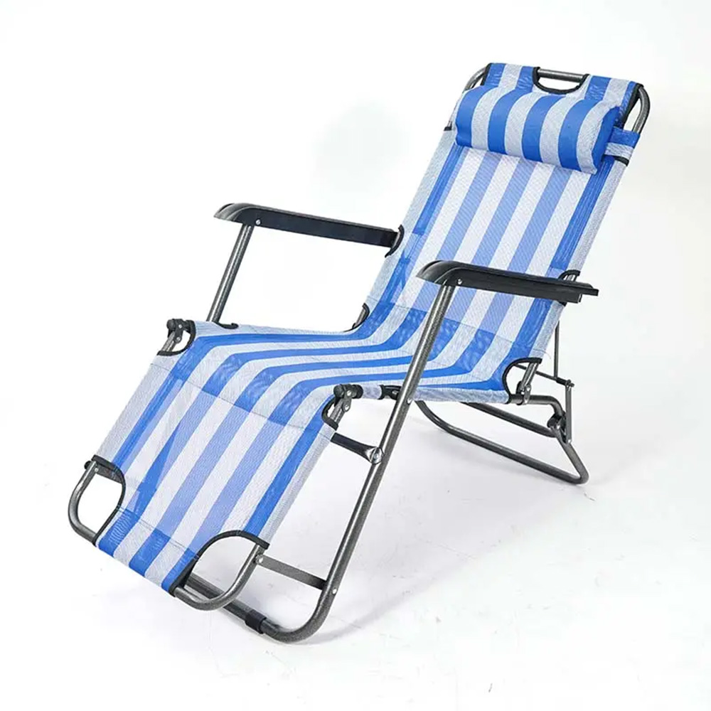 Portable Wrought Iron Folding Recliner,Metal Recliner Folding Lunch Break Chair Balcony Home Leisure Lazy Office Backrest