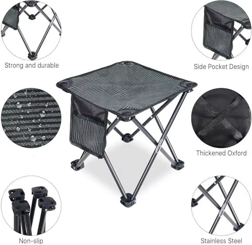 High Load Bearing Portable Lightweight Aluminum Ultralight Folding Chair Step Stool for Hiking Fishing Outdoor Activities Beach