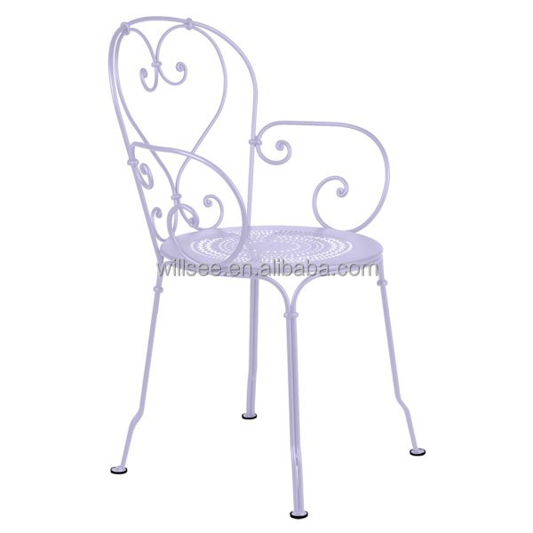 HE-1336 Wedding Outdoor Garden Folding Metal Chair Stackable Wrought Iron Bistro Chairs Garden Wedding Party Events With Armrest