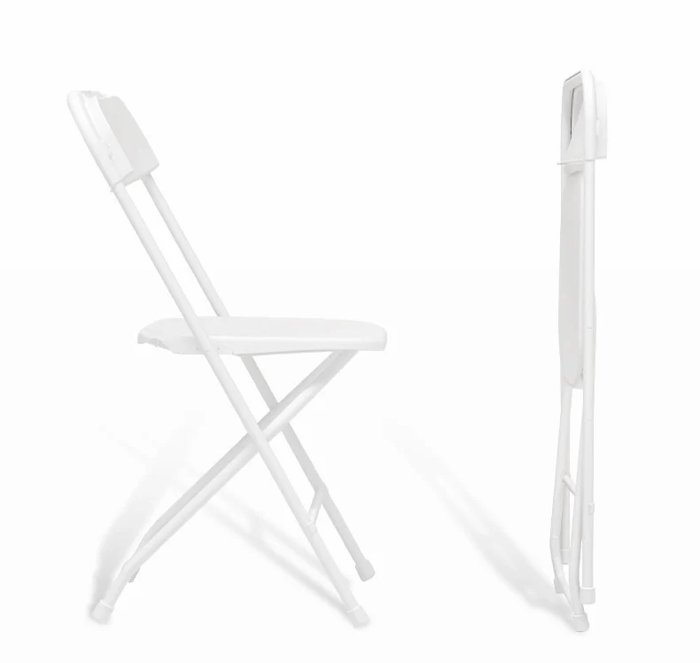 Wholesale Portable Steel Frame Stackable Chair White Plastic Folding Hotel Chair for Indoor Outdoor Events
