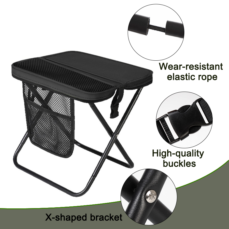 Mydays Outdoor Portable Folding Stool Chair With Mesh Pocket And Carrying Strap For Fishing Hunting Hiking And Camping