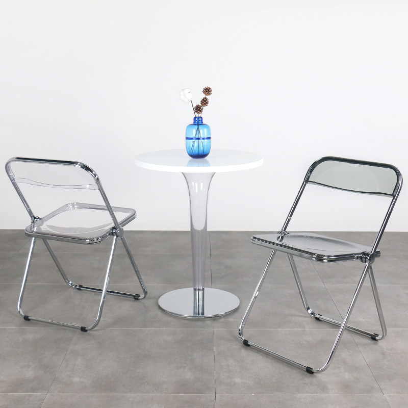 Portable Transparent Crystal Acrylic Stainless Steel Frame Folding Event Chair Plastic Folding Chair