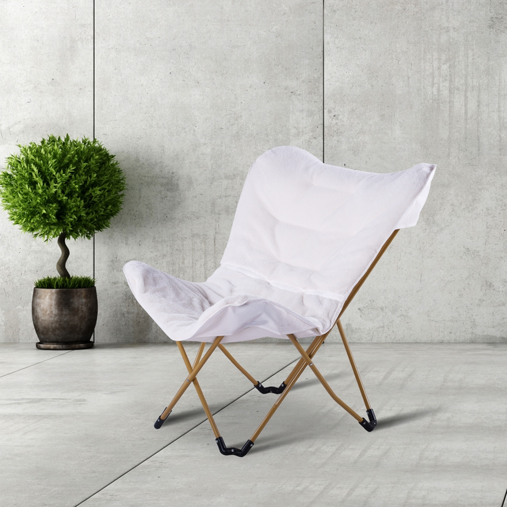 Wholesale Oxford Mesh Folding Butterfly Chair Large Gold Metal Wrought Iron Frame Furniture for Outdoor Garden Camping Fishing