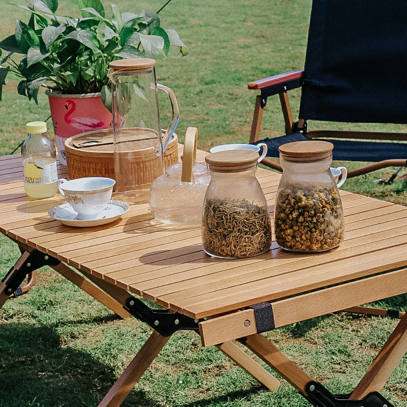 New Arrival Beechwood Egg Roll Table Solid Wood Stable Folding Camping Table for Glamping and Outdoor Picnic Activities