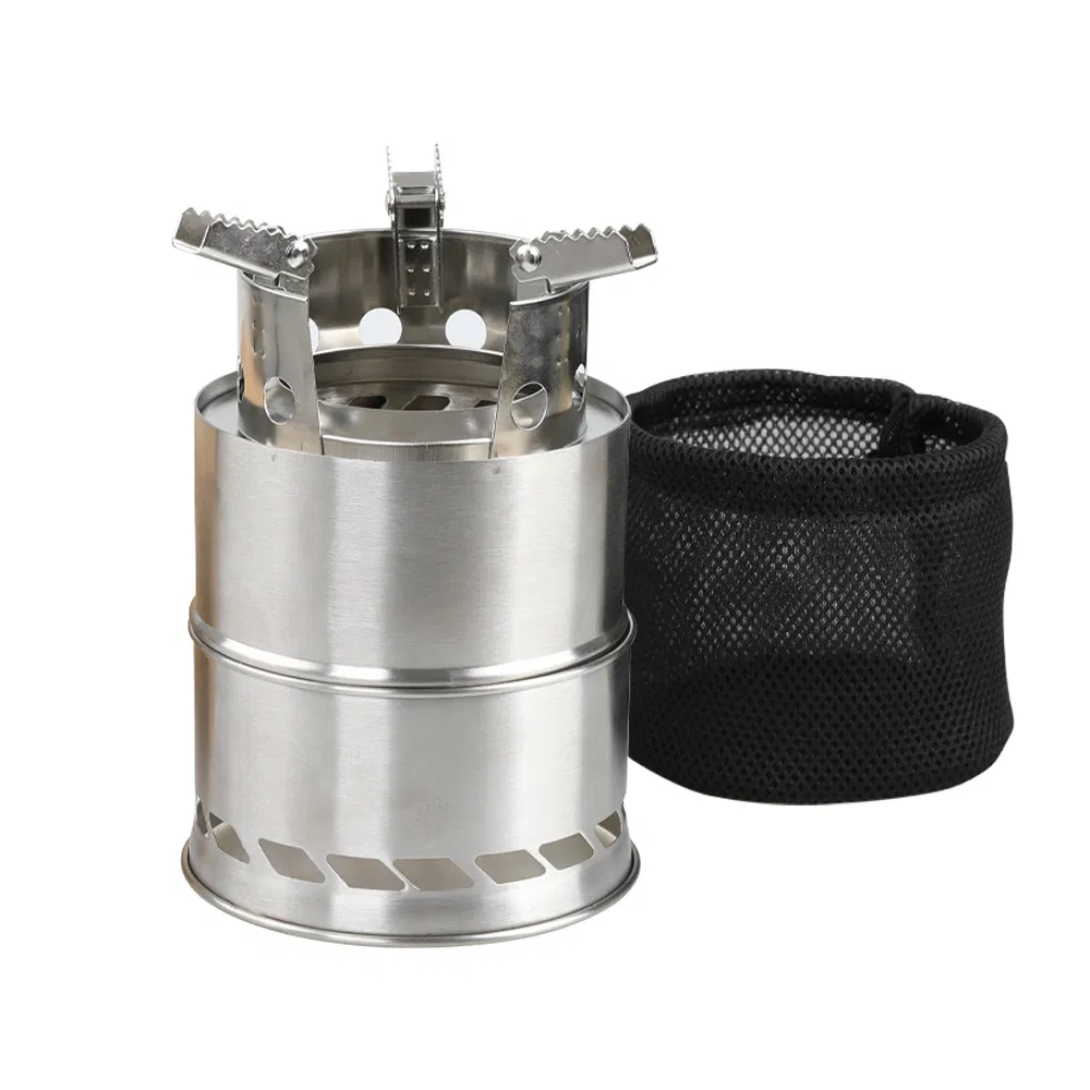 Wholesale Outdoor Picnic Portable Folding Charcoal Thick Stainless Steel Card Stove - Front view