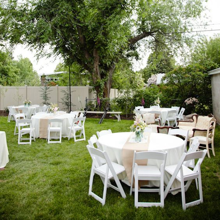 White Cheap Plastic Metal Foldable Table and Folding Chairs Prices Outdoor Wedding Fold Wimbledon Chair for Events Party