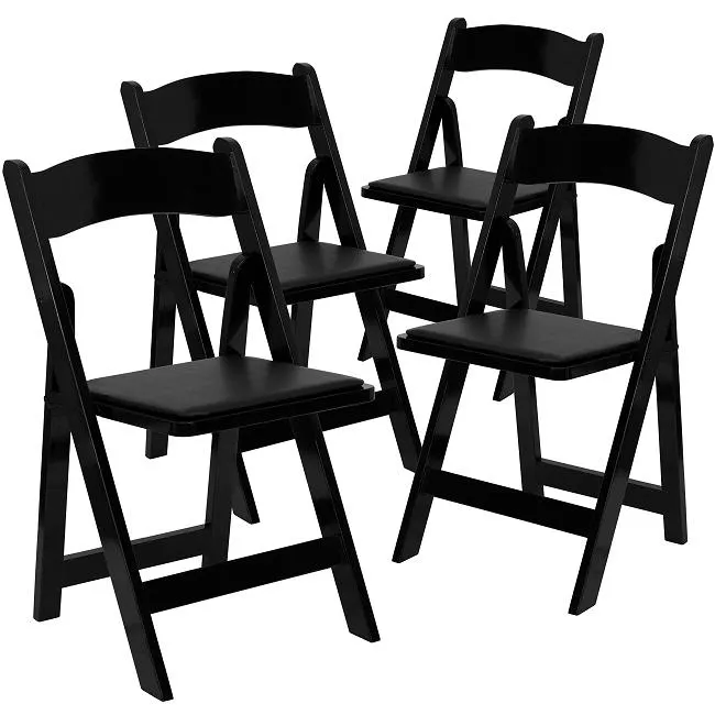 Hotel Garden Wedding Padded Plastic Black Resin Folding Chairs for Events