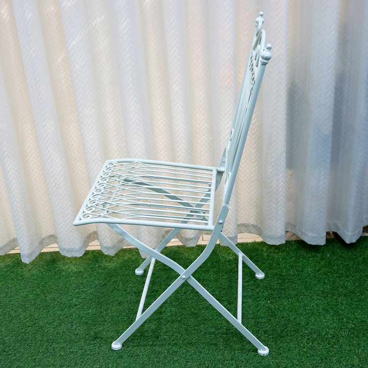 Outdoor Garden Bistro Cafe Vintage Square Metal Wrought Iron Folding Dining Chairs