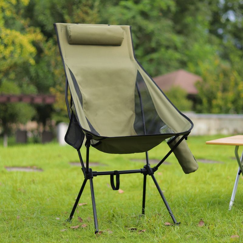 Cross-Border Wholesale Aluminum Alloy Garden Outdoor Furniture Moon Chair Folding Portable Mesh Beach Camping Chair