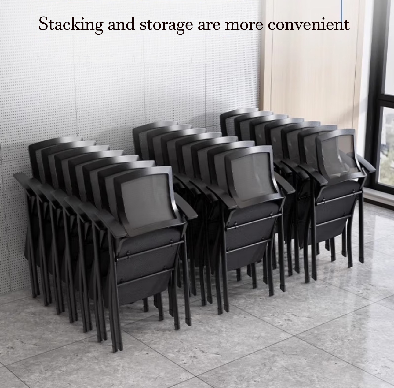 High Quality Simple Elegant Ergonomic Breathable Mesh Fabric Foldable Conference Chair with Writing Board
