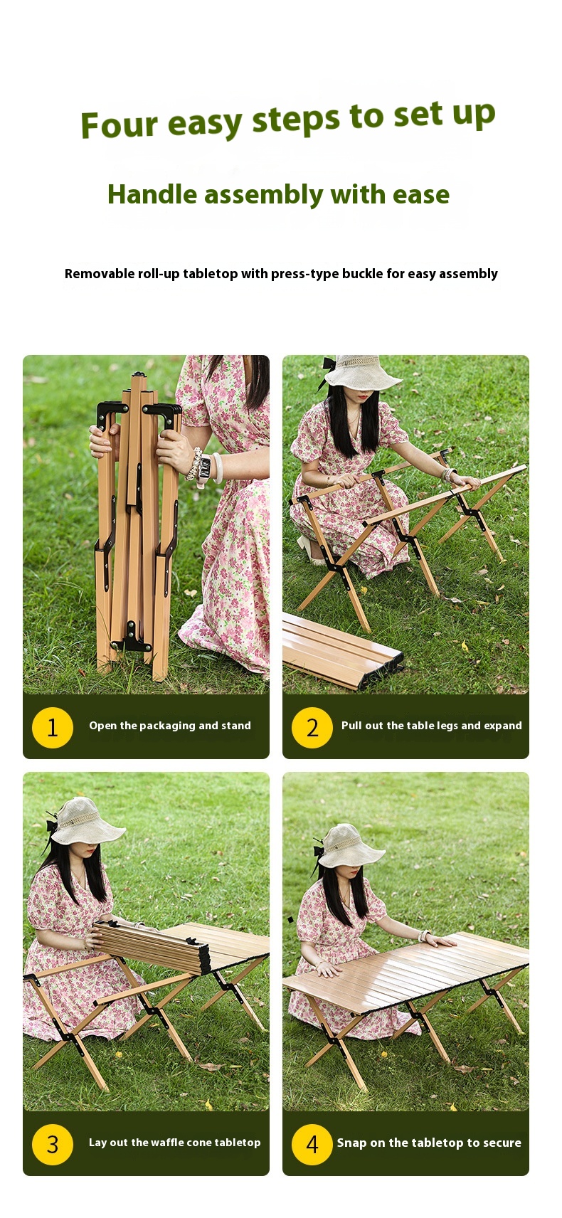 Wholesale Outdoor Egg Roll Table and Chair Set Carbon Steel Folding Camping Table and Chair for Outdoor Activities