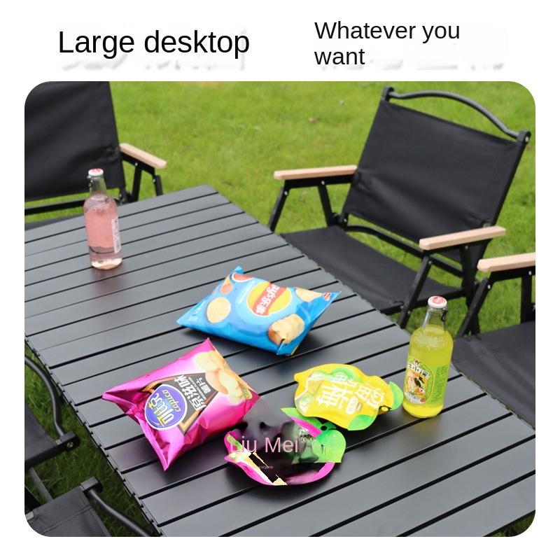 Ruida Modern Iron Outdoor Furniture Folding Table Portable Liftable Egg Roll Design Height Adjustable 2 Seater Picnic/Camping