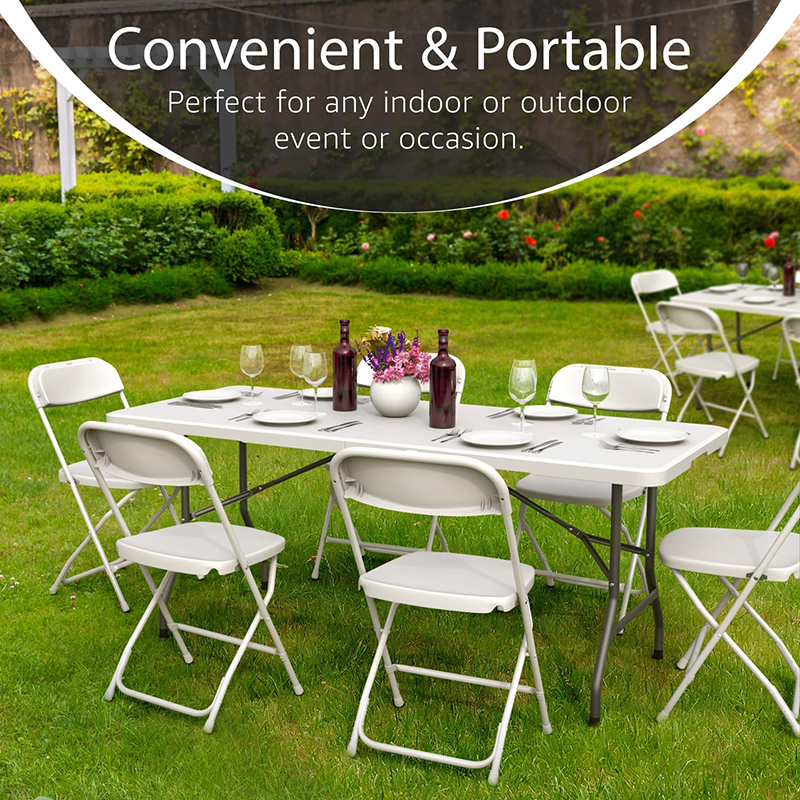 White Plastic Folding Chair Steel Frame Commercial Event Chair for Office Wedding Party Picnic Kitchen Dining Church School