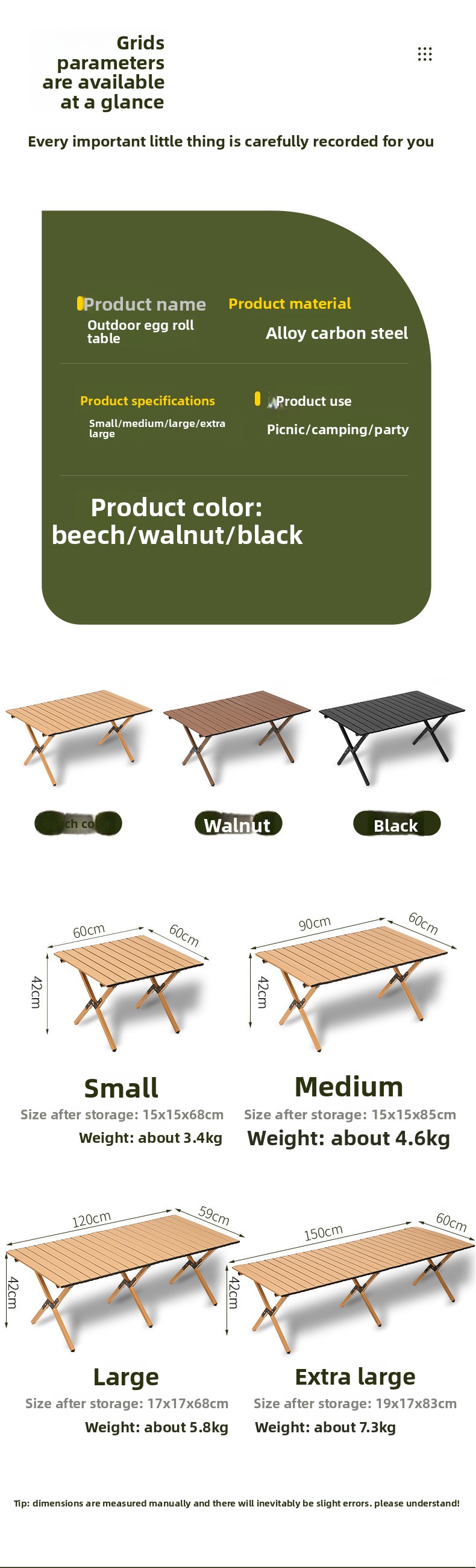 Wholesale Outdoor Egg Roll Table and Chair Set Carbon Steel Folding Camping Table and Chair for Outdoor Activities