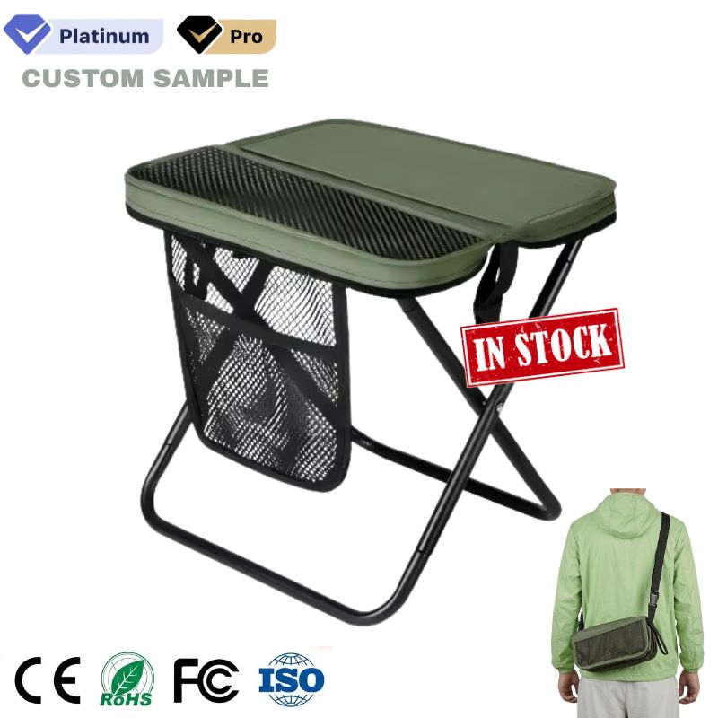 Mydays Outdoor Portable Folding Stool Chair With Mesh Pocket And Carrying Strap For Fishing Hunting Hiking And Camping
