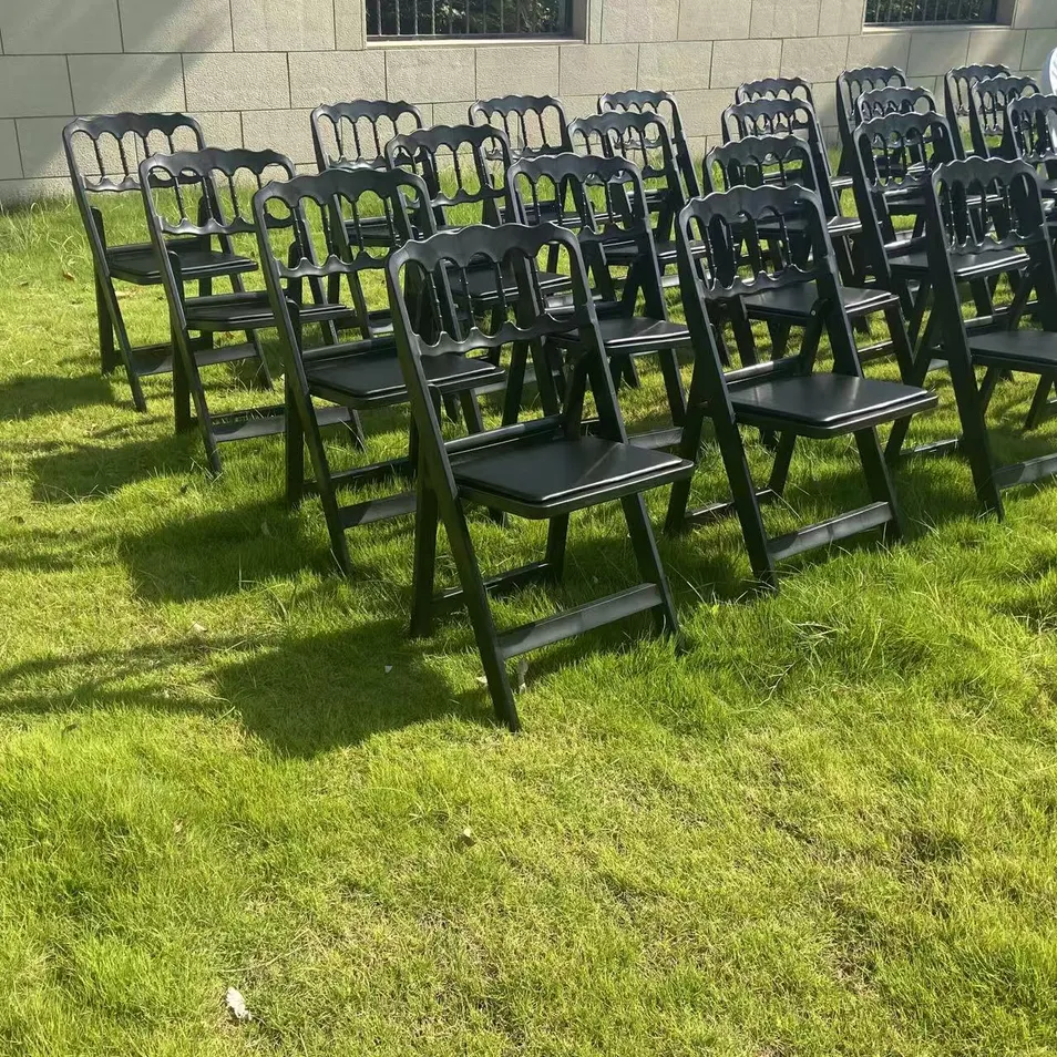Factory Wholesale Outdoor Wedding Event Resin Folding Padded Wimbledon Garden Napoleon Chair