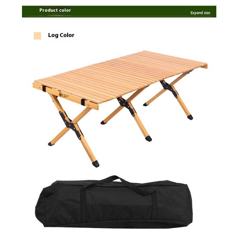 Portable Egg Roll Table Multifunctional Solid Wood Beech Folding Night Market Stall for Outdoor Camping Outdoor Furniture