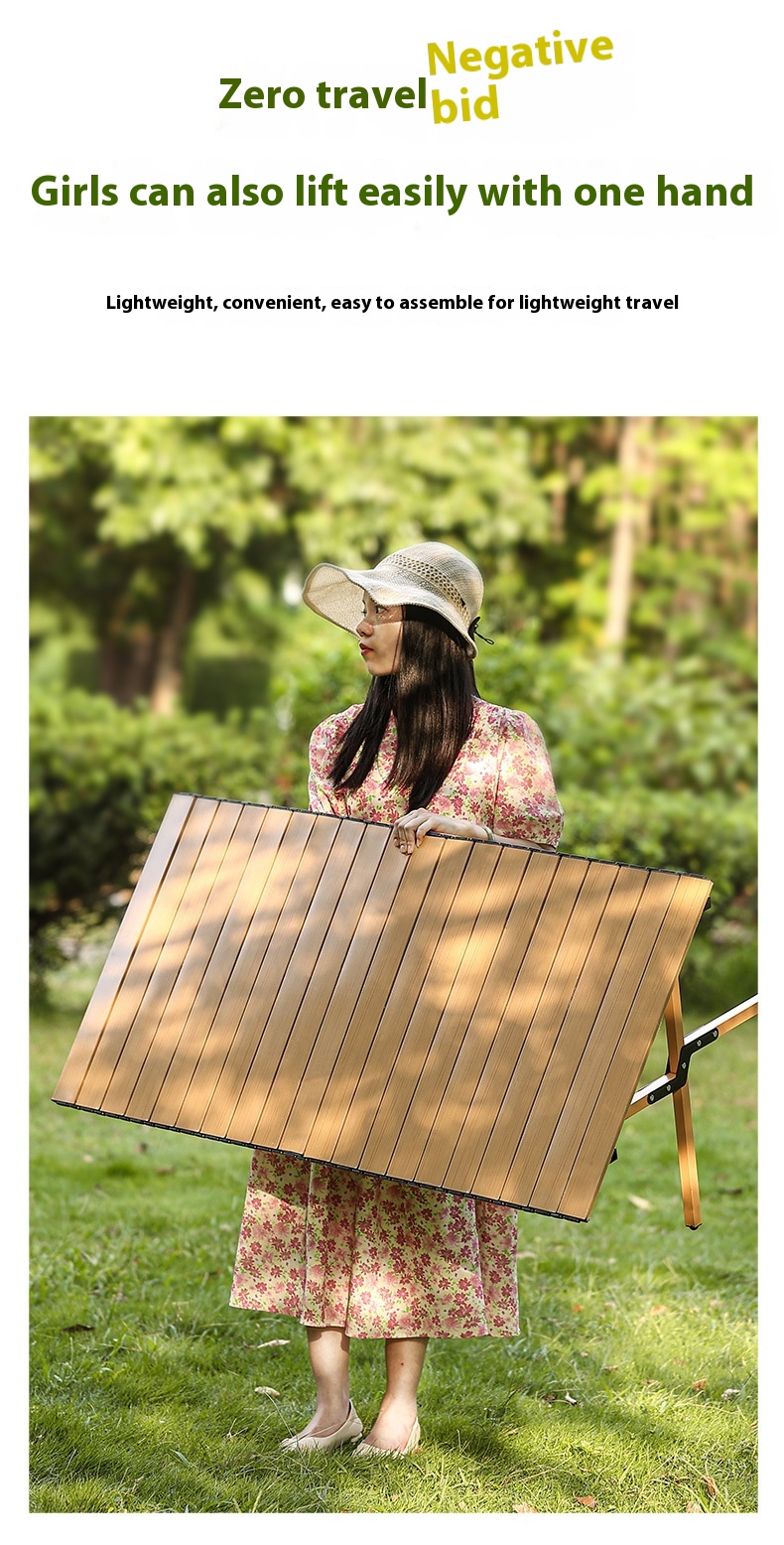 Wholesale Outdoor Egg Roll Table and Chair Set Carbon Steel Folding Camping Table and Chair for Outdoor Activities