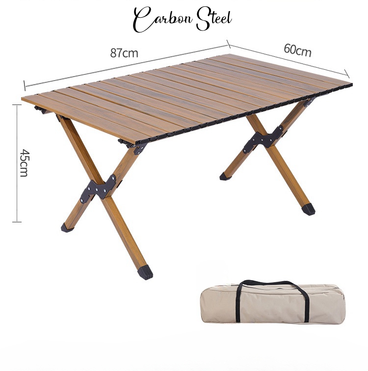 Portable Foldable Outdoor Aluminum Alloy Carbon Steel Egg Roll Table for Picnics Campsites Iron Metal Outdoor Furniture