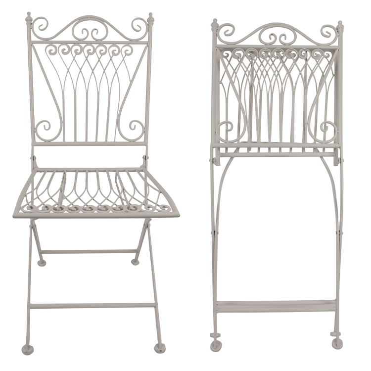 Outdoor Garden Bistro Cafe Vintage Square Metal Wrought Iron Folding Dining Chairs