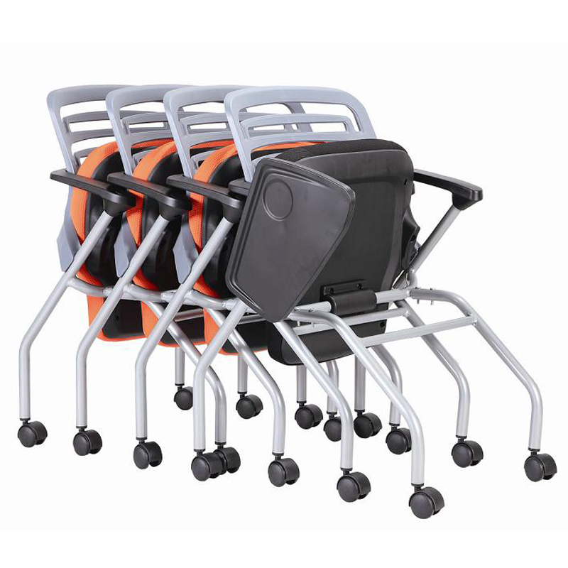 Modern Style Ergonomic Mesh Back Office Desk Chair Stackable Conference Room Chairs with Wheels and Paddle Folding Chair