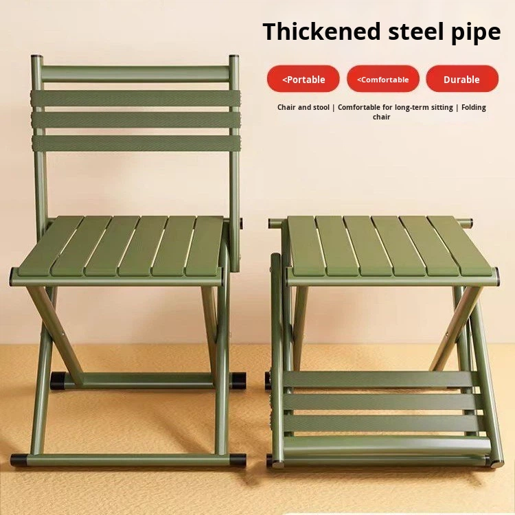 Folding PVC Outdoor Stool &amp; Fishing/Camping Chair with Thick Backrest Portable Design for Night Market Use