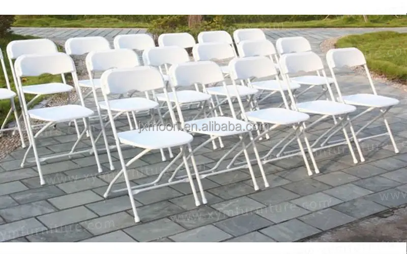 White Metal Folding Chair stack view