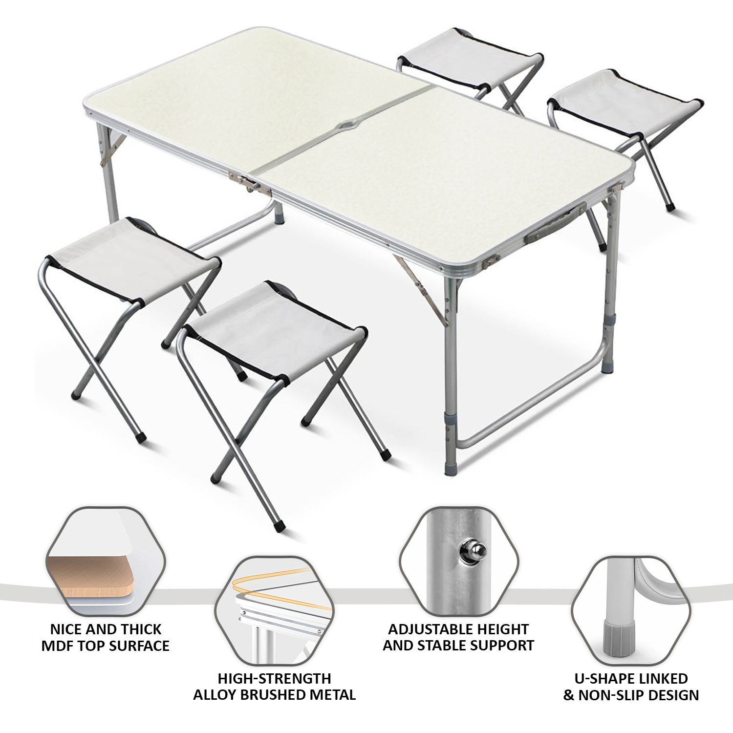 Easy to Store Space Saving 1.2 m Outdoor Portable Aluminum Foldable Camping Picnic Suitcase Table