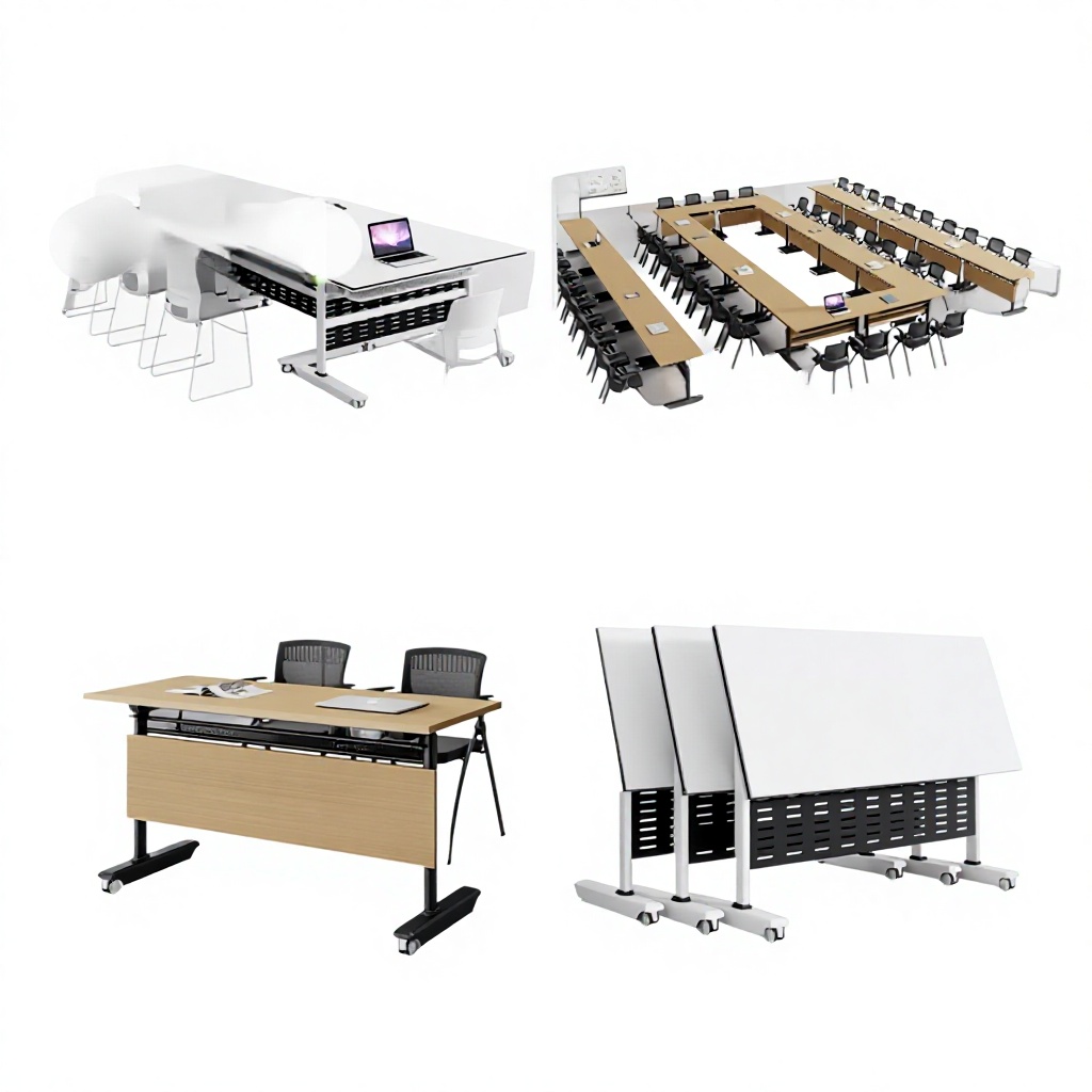 Strictly Select Bamboo Folding Long Training Conference Table Mobile Desk Multifunctional Chairs