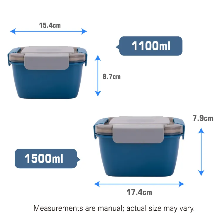 Blue Bento Salad Bowl with-Sauce Pot Integrated Spoon Airtight-Lid Outdoor Picnic Box